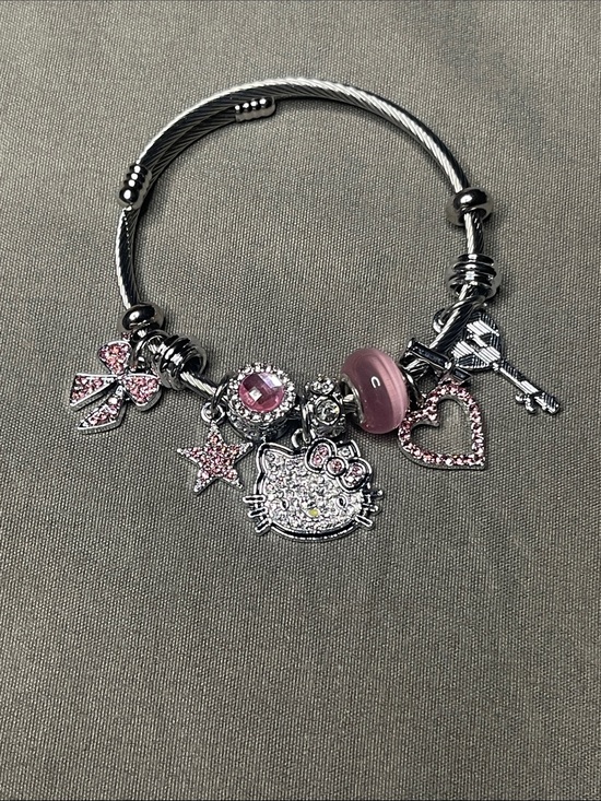 Sanrio Other - Sanrio Silver-Tone Hello Kitty Charm Bracelet with Pink Accents